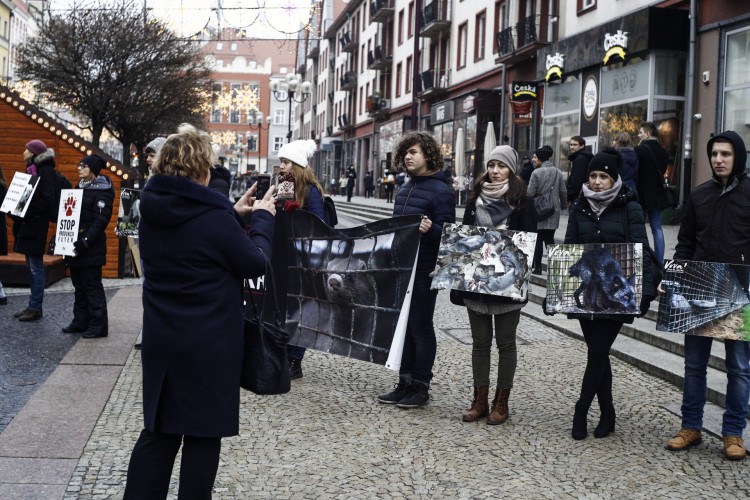 Protest przed jarmarkiem na Świdnickiej. „Futra to śmierć i smród” [ZDJĘCIA], Magda Pasiewicz