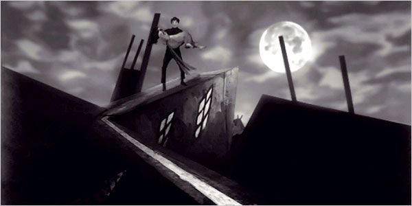 Kadr z filmu ''Gabinet Dr Caligari''.