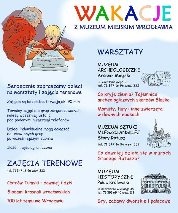 Zapisz dziecko na bezpłatne wakacyjne warsztaty we wrocławskich muzeach, materiały organizatora
