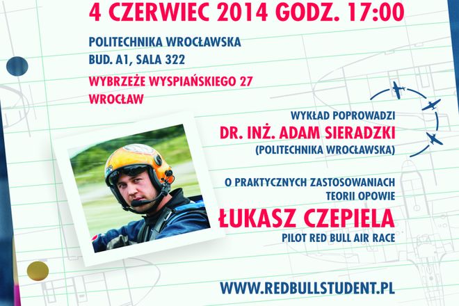 Wykład poprowadzi pilot wyścigów Red Bull Air Race – Łukasz Czepiela