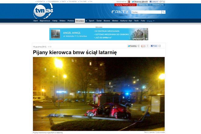 Zdjęcia z miejsca wypadku pokazała stacja TVN24