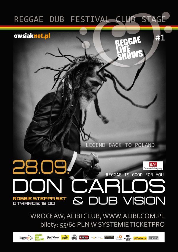 Don Carlos otworzy Reggae Live Shows w klubie Alibi, materiały prasowe