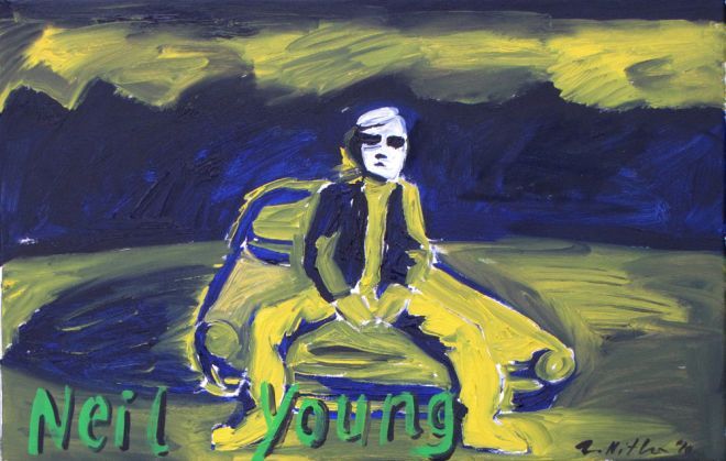 Zdzisław Nitka, ''Neil Young'', 2010, olej płótno, 45x70cm.