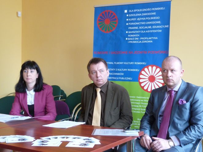 Beata Pierzchała, Dominik Golema i Jacek Sutryk podczas dzisiejszej konferencji prasowej poświęconej projektowi.