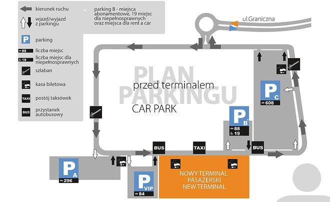 Plan parkingu przed nowym terminalem