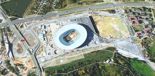 Widok stadionu z satelity