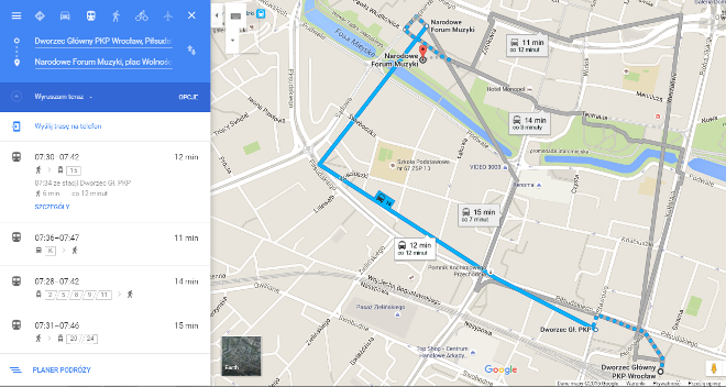 Trasy i rozkłady MPK dostępne na Mapach Google, Google
