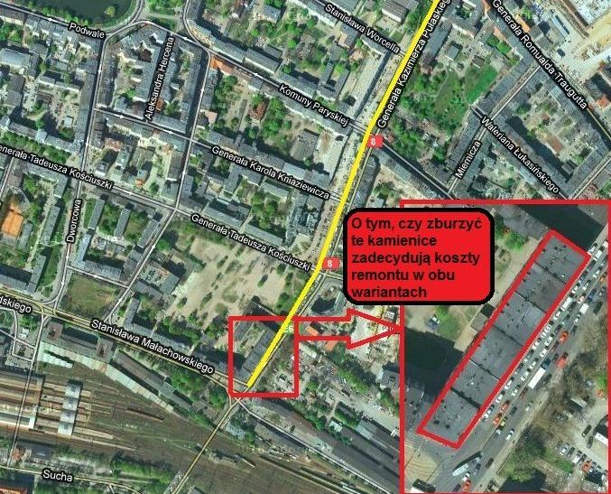 525 tys. za projekt przebudowy Pułaskiego, źródło: maps.google.com