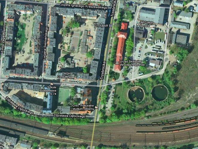 Odkrywamy Wrocław: dawne gazownie i lądowisko balonów przy ul. Trzebnickiej , maps.google.com