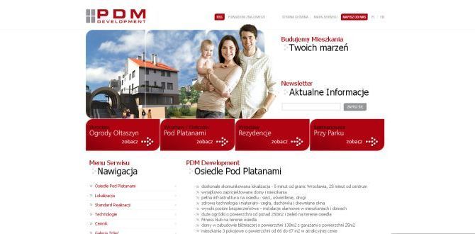Strona PDM Development, gdzie firma zachwalała powstające na Kiełczowie Osiedle Pod Platanami. 