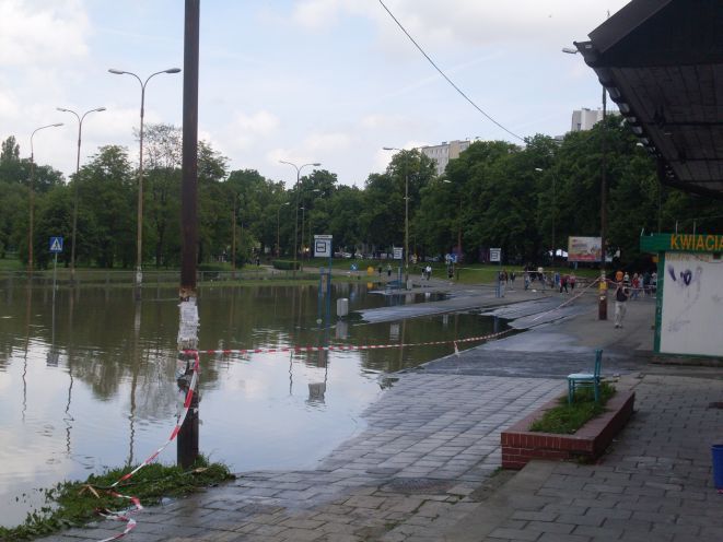 Na pętli przy ul. Kozanowskiej wciąż stoi woda.