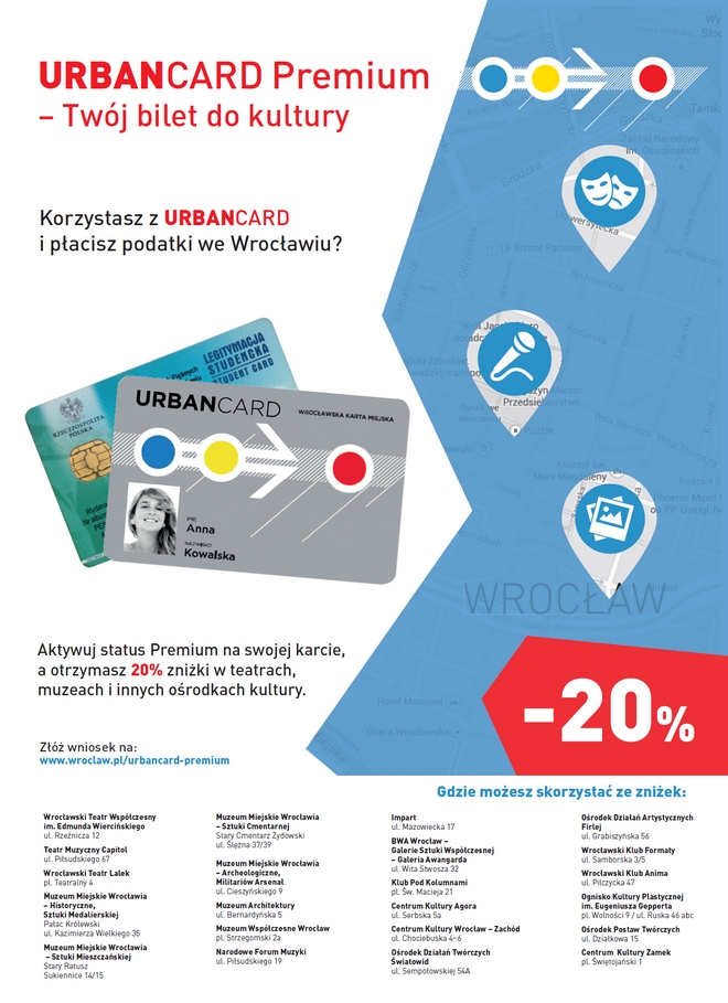 Miasto wprowadza Urbancard Premium. Zniżki do teatrów i galerii tylko dla wrocławskich podatników, mat. prasowe