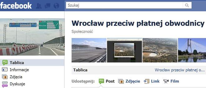 Kampania Wrocław przeciw płatnej obwodnicy w finale konkursu Złote Formaty , facebook.com/wroclaw.przeciw