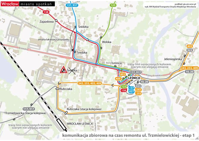 Aż 8 linii autobusowych od osboty zmieni trasy. Wszystko przez remont [MAPA], mat. UM Wrocławia