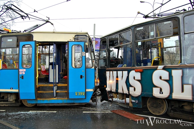 W poniedziałek rano dwa tramwaje zderzyły się na placu Powstańców Wielkopolskich