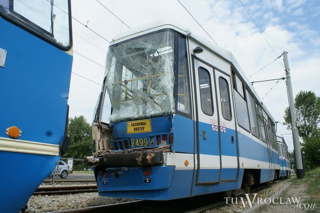 2 osoby ranne w zderzeniu dwóch tramwajów w samym centrum Wrocławia, archiwum