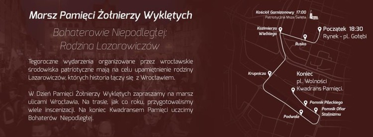 W czwartek Dzień Pamięci Żołnierzy Wyklętych. Przez Wrocław przejdzie marsz patriotyczny, mat. organizaotra
