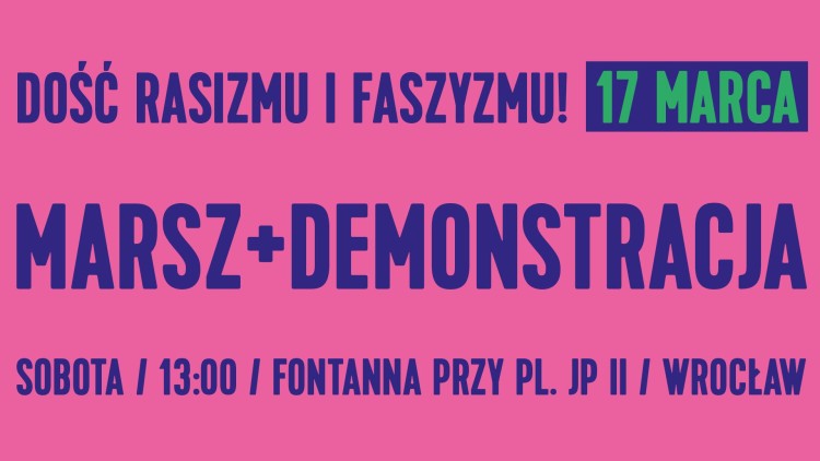 Przez Wrocław przejdzie demonstracja przeciwko faszyzmowi i rasizmowi, mat. pras.