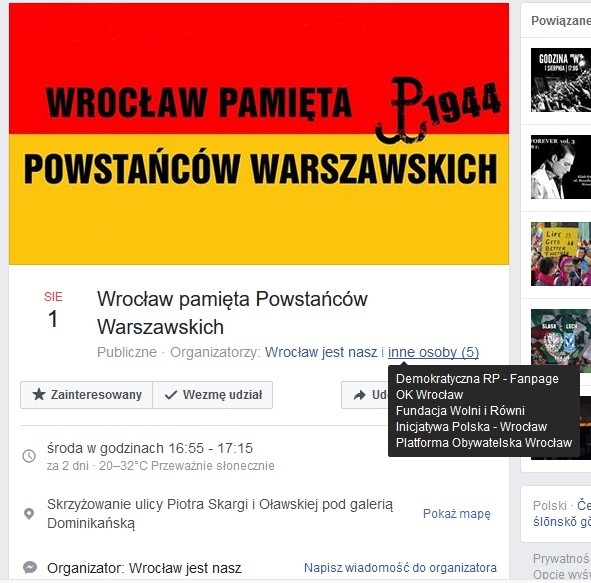 Będzie awantura o upamiętnienie Powstania Warszawskiego? Zaplanowali dwa wydarzenia w jednym miejscu, facebook.com