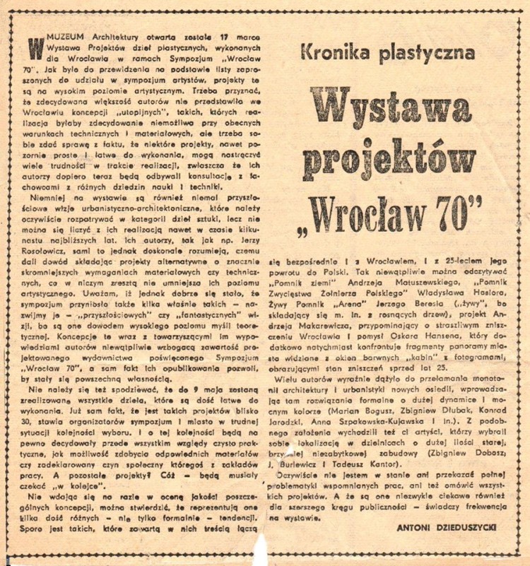 W weekend otwarcie roku Sympozjum Wrocław 70/20 [PROGRAM], 0