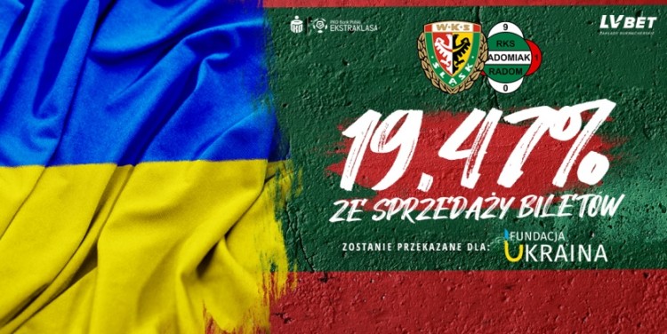 WKS przekaże Fundacji Ukraina 19,47 proc. dochodu z biletów na mecz z Radomiakiem, Fot. Śląsk Wrocław