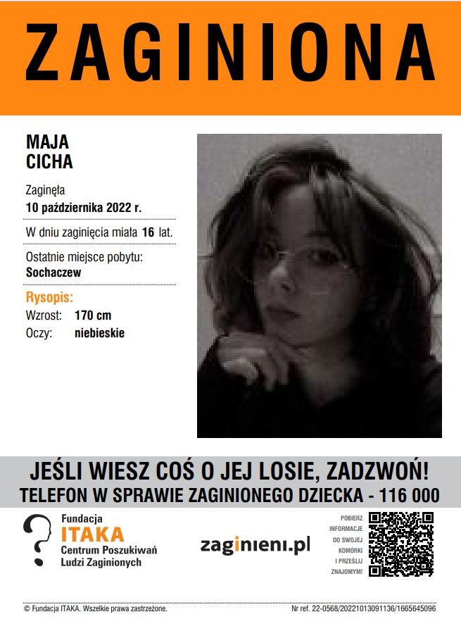 16-letnia Maja poszukiwana. Może przebywać we Wrocławiu, Fundacja Itaka