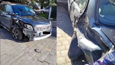 Wrocław: Porzucone, rozbite auto na ulicy Brodatego. Kierowca uciekł