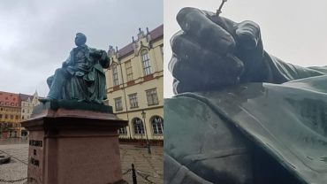 Wrocław: Wyrwał pióro z pomnika Aleksandra Fredry. To już kolejny raz