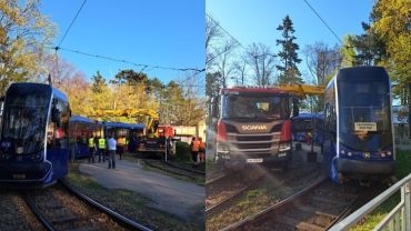 Wrocław: Wykolejenie tramwaju na pętli Sępolno