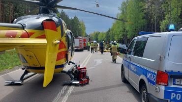 Wypadek na drodze do Wrocławia. Są ranni, lądował helikopter