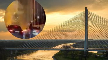 Wrocław: Kierowcy zablokowali most Rędziński. Fajerwerki i ogniste kręgi [WIDEO]