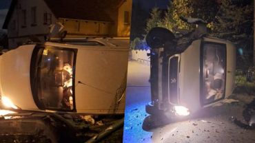 Wrocław: Wypadek na Jerzmanowie. Kobieta wjechała w słup, auto na boku