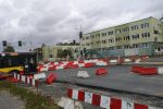 Budowa tramwaju na Popowice. Uwaga, nieczynny parking, mat. pras.