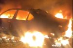Nocny pożar samochodu. Zdjęcia z akcji strażaków, OSP Żórawina