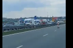 Zablokowana autostrada A4 po śmiertelnym wypadku. Zderzyły się 3 ciężarówki, Waciaki