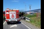 Wrocław: wypadek na zjeździe z A4, zablokowana droga dojazdowa. Lądował śmigłowiec, OSP KSRG Gniechowice