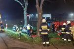 Wypadek pod Wrocławiem. BMW owinęło się o drzewo. Kierowca nie żyje, OSP Siechnice