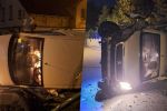 Wrocław: Wypadek na Jerzmanowie. Kobieta wjechała w słup, auto na boku, FB/Osiedle Jerzmanowo