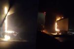 Pożar tira na S8. Droga w stronę Warszawy jest całkowicie zablokowana, Kadr nagrania/użyczone