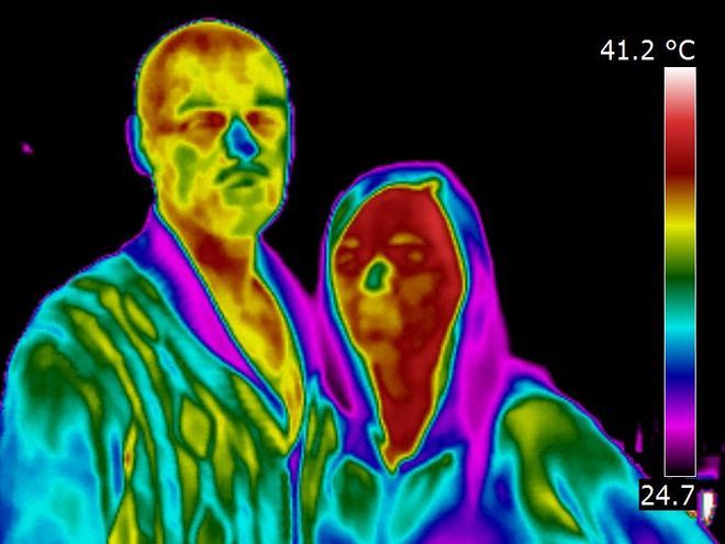 Przykładowe zdjęcie pary w kamerze termowizyjnej