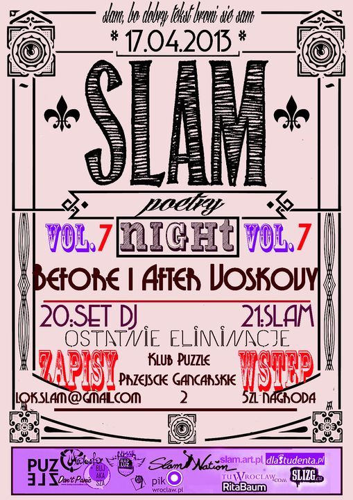 Slam Poetry Night vol. 7: Ostatnie eliminacje, materiały organizatora