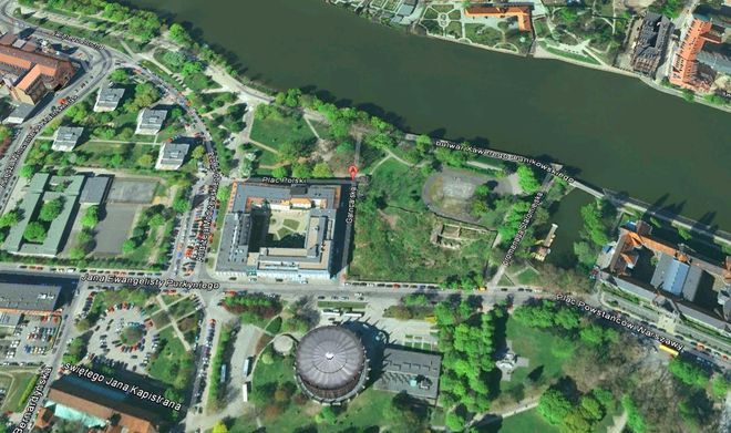 Od poniedziałku w ścisłym centrum Wrocławia jeszcze trudniej jest parkować, google earth