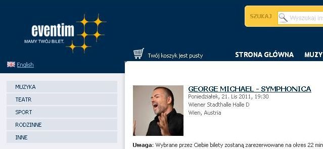 Bilety na Geogre\'a Michela do kupienia, tyle że na koncert w Wiedniu, smg