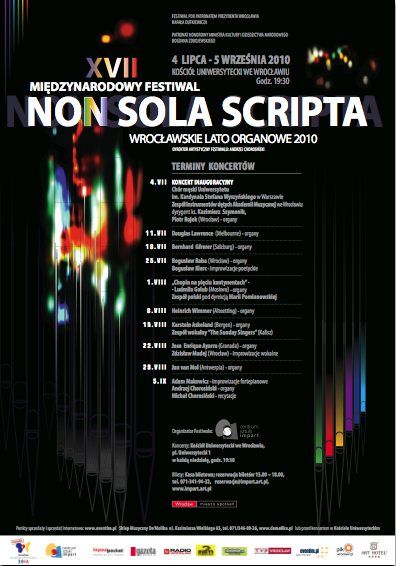 Międzynarodowy Festiwal Organowy „Non Sola Scripta”, materiały prasowe