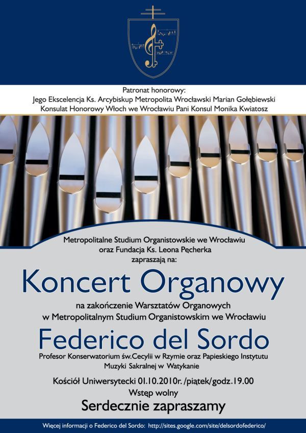 Koncert Federico del Sordo w Uniwersyteckim, materiały prasowe
