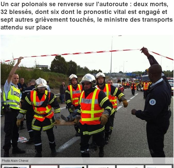 W autokarze, który rozbił się we Francji mogli być wrocławianie, www.dna.fr