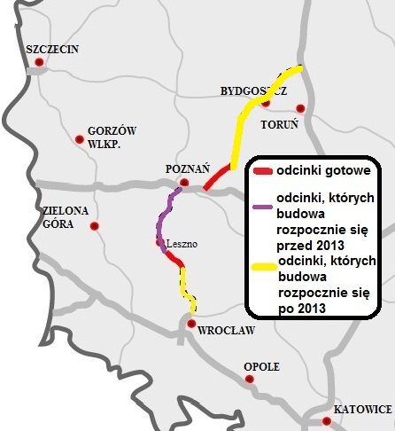 Minister chce zabrać pieniądze na drogę do Poznania, schemat na podstawie wikipedii