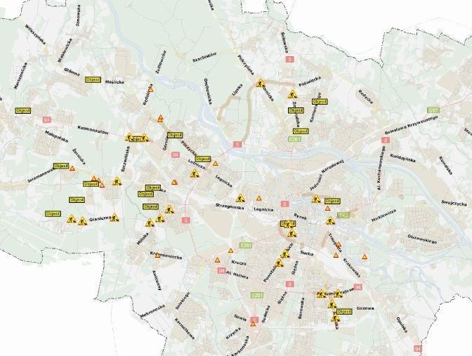 Internetowa mapa utrudnień drogowych już działa, UM Wrocław