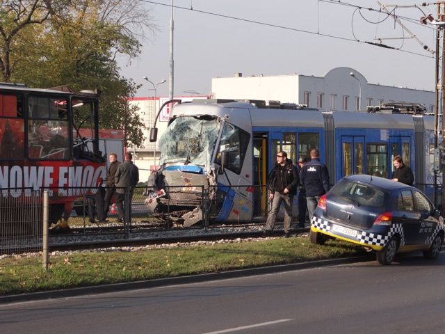 W dwóch listopadowych wypadkach tramwajów rannych zostało 40 osób