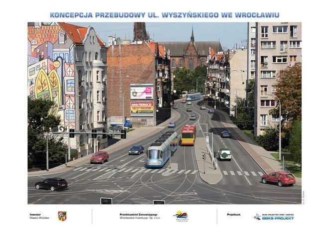 Wizualizacja skrzyżowania ulicy Wyszyńskiego z Sienkiewicza (widok na północ)